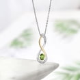 thumbnail image 4 of Gem Stone King 0.57 Ct Green Peridot E-F Lab Grown Diamond 925 Silver and 10K Yellow Gold Infinity Pendant, 4 of 4