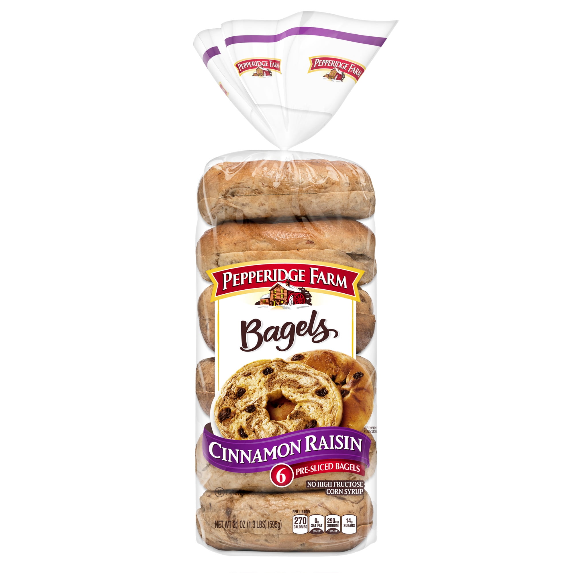 Pepperidge Farm Cinnamon Raisin Bagels, 21 oz. Bag, 6pack Walmart