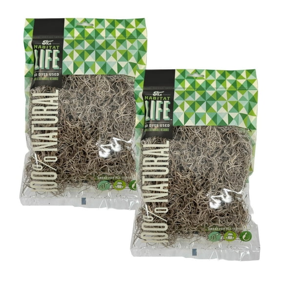 Quality Growers The Habitat Life - Natural Spanish Moss for Terrariums – Humidity Control, Breathable Bedding for Reptiles and Amphibians, 100% Dye-Free, Natural & Safe, (Bundle, Small)