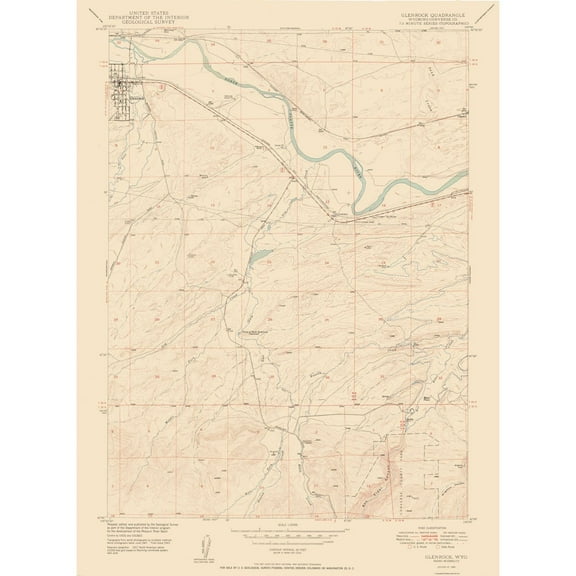 Topographical Map - Glenrock Wyoming Quad - USGS 1950 - 23 x 31.34 - Vintage Wall Art