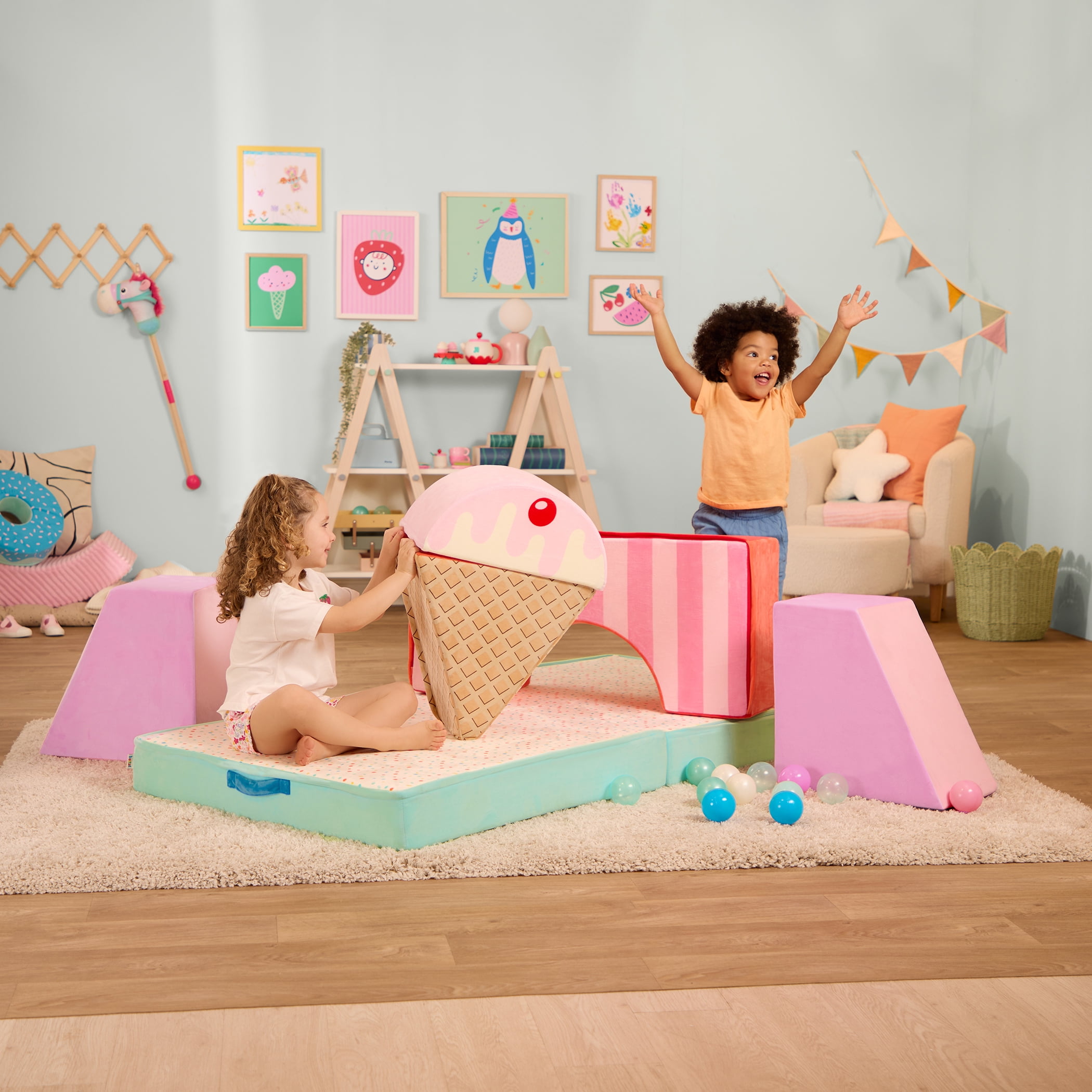 Battat Cloud Castle Sweet Retreat Foam Fort Building 6 Piece Set Indoor Soft Climbing Blocks for 12 Months +
