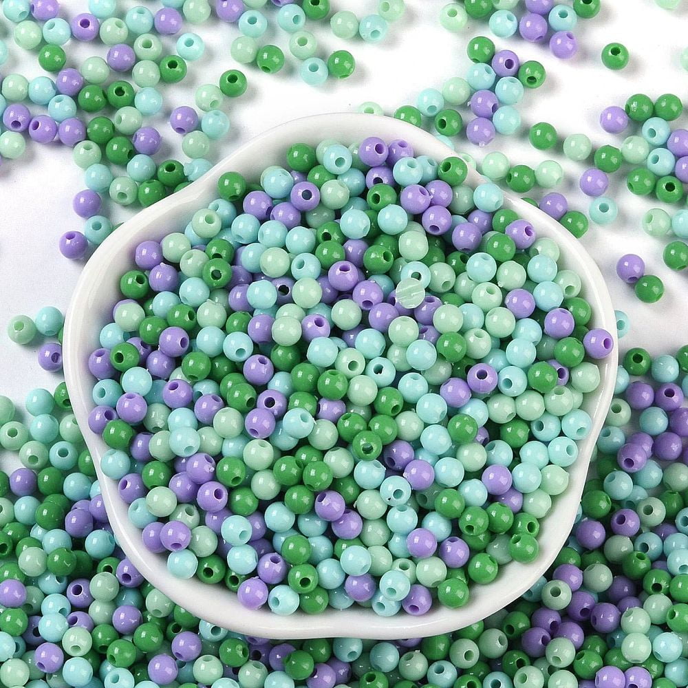 Opaque Acrylic Beads Round Sea Green 4mm Hole: 1.2mm DIY