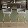 thumbnail image 4 of VECELO Modern Braided Bar Stools Set of 2 – Velvet Counter Height Upholstered Stools with Woven Back Support & Footrest, Heavy-Duty Metal Frame Bar Chairs for Kitchen Island,Grey, 4 of 14
