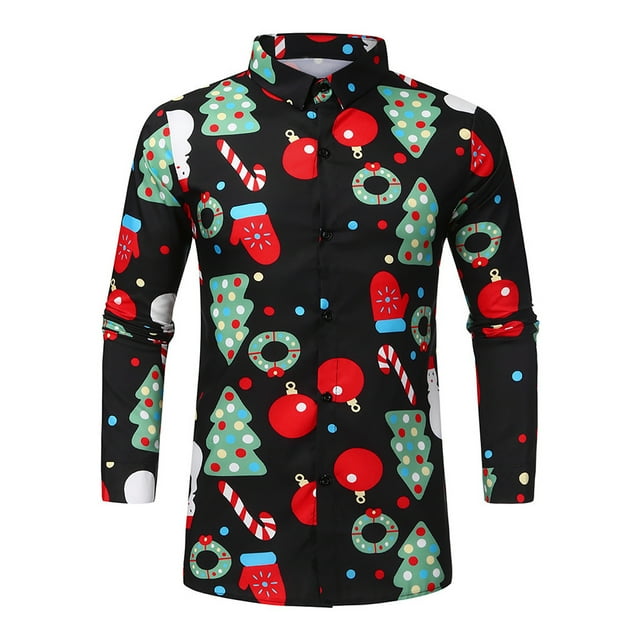 WREESH Chemise de Noël Décontractée Mode Automne et Hiver pour Hommes Manches Longues