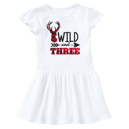 

Inktastic Plaid Deer Wild and 3 with Arrow Gift Toddler Girl Dress