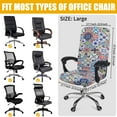 thumbnail image 5 of Stretch Printed Computer Office Chair Covers, Soft Fit Universal Desk Rotating Chair Slipcovers, Removable Washable Anti-Dust Spandex Chair Protector Cover with Zipper, Blue Green, 5 of 7