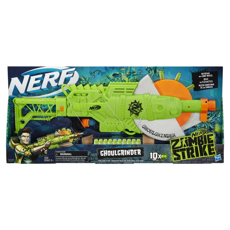 Nerf Zombie Strike Ghoulgrinder Blaster Rotating 10 Dart Wheel Includes 10 Darts