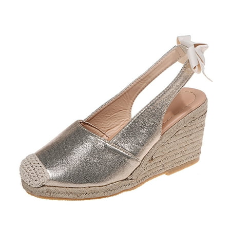 

Wedges for Women Dressy Summer Platform Espadrille Wedge Sandals Closed Toe Pumps with Ankle Strap