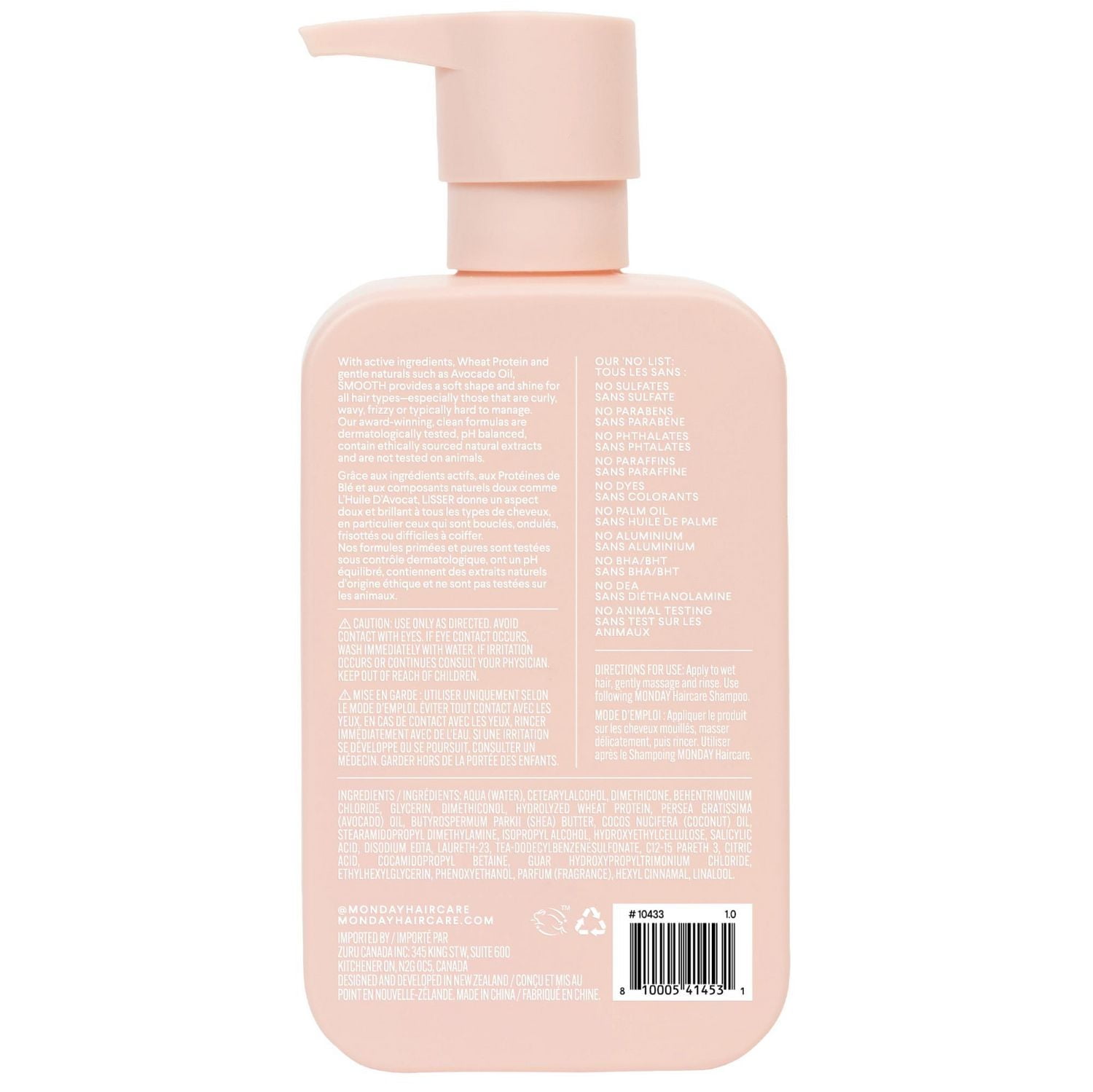 MONDAY Haircare SMOOTH Conditioner with Wheat Protein, Coconut Oil & Avocado Oil for Frizz-Prone Hair 354 mL, 354 mL