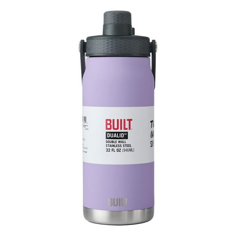 BUILT Torrent 32 oz Dual Lid Double-Wall Stainless Steel Insulated