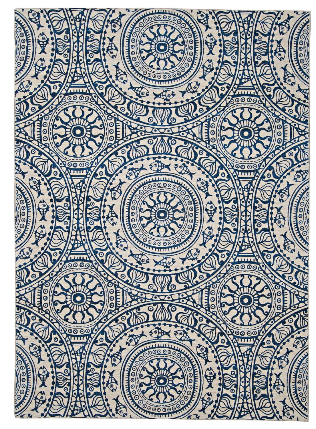 Tapis d'accent extérieur lavable Ormond ivoire & bleu 3 pi x 5 pi