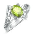 thumbnail image 3 of RYLOS Rings for Women 14K White Gold Greek Key Designer Ring 9X7MM Gemstone & Diamond Ring August Peridot Jewelry  Size 5, 3 of 7