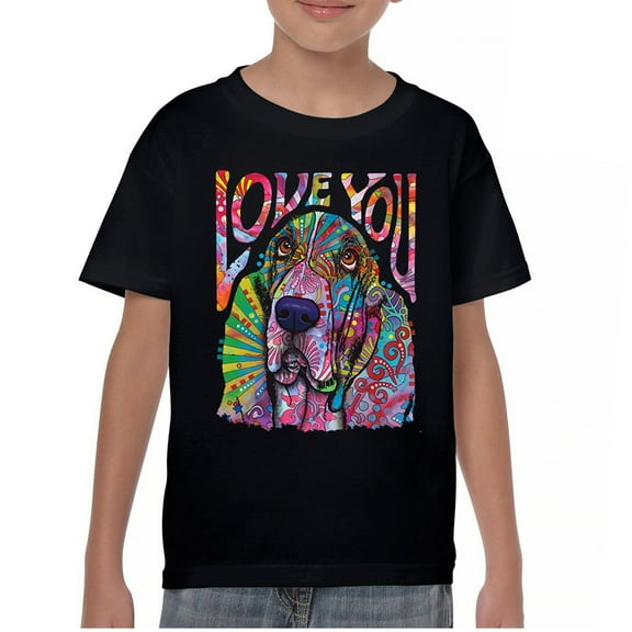 Tee Hunt Dean Russo Cute Love You Basset Youth T-Shirt Colorful Dog Pet Kids