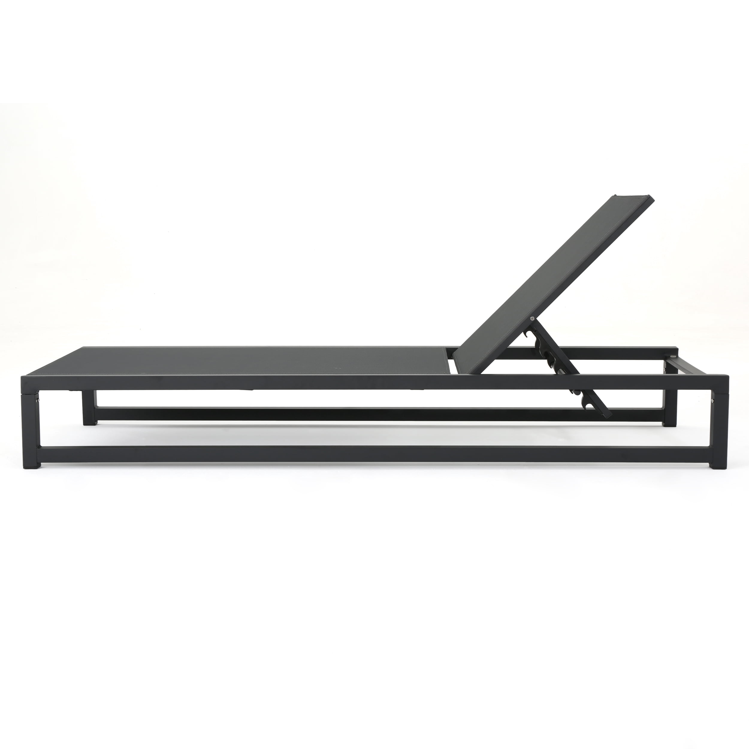 Outdoor Adjustable Chaise Lounge Set of 2, Aluminum Frame Poolside Recliner Chairs for Patio Garden, Gray