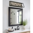 thumbnail image 7 of Kira Home Rutledge 24" Rectangle 4-Light Farmhouse Vanity / Bathroom Light, Gray Oak wood + Sandblasted Black, 7 of 7