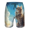 thumbnail image 4 of Yiaed Blue Sky Winged Cat Print Men's Swim Trunks with Lining Quick Dry Sports Shorts Beach Shorts Boardshorts-XX-Large, 4 of 5