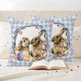thumbnail image 3 of Easter Bunny Outdoor Waterproof Pillow Covers, Spring Easter Eggs Chick Floral Blue Check Decorative Square Throw Pillowcase Sofa Cushion Sham for Patio/Couch/Chair, 26"x26" 2 Pack, 3 of 8