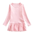 thumbnail image 1 of 2025 Robe en Coton pour Filles Tout-Petits Manches Longues Couleur Unie Col Rond Robe Décontractée Ample Confortable Rose, 1 of 3