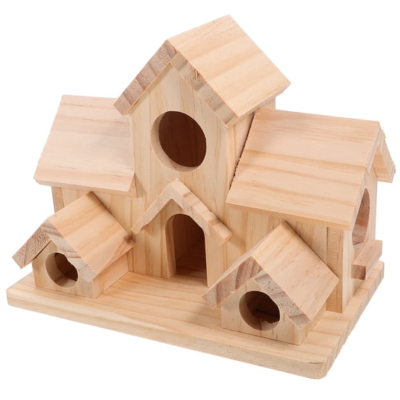 unbranded 6 Hole Handmade Bird House Rustic Hummingbird House Hanging Big Birdhouse Nesting Box Birdhouse For Finch