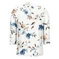 thumbnail image 4 of Delliss Women's V Neck Stylish Print Top Loose Basic 3/4 Sleeves Comfy Blouse Off-White L, 4 of 6