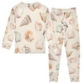 thumbnail image 2 of FORMRS Long Sleeve Top and Pants Pajama Set for Niños 2-Piece Sleepwear, Sizes 18M-8Y, Green Watercolor Seashells, 2 of 6