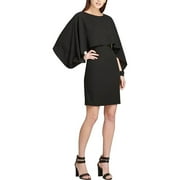 DKNY Women's Chiffon-Cape Sheath Dress (2, Black)