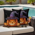 thumbnail image 4 of Halloween Outdoor Waterproof Pillow Covers, Orange Fall Pumpkin Witch Hat Bat Black Decorative Square Throw Pillowcase Sofa Cushion Sham for Patio/Couch/Chair, 18"x18" 2 Pack, 4 of 8