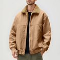 thumbnail image 2 of Corduroy Lined Jacket Winter Warm Fleece Collar Casual Outerwear Coats For Daily Street Style Comfort-Brown-L, 2 of 6