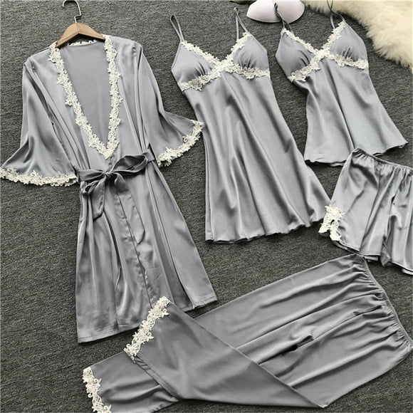WILLBEST Light Ranch Dressing Suit Underwear Lingerie Women 5Pc Sexy Lace Dress Sleepwear Nightwear