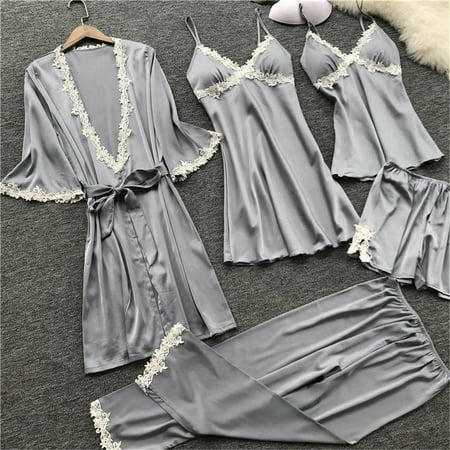 

Gyouwnll Nightgowns For Women Sleepwear For Womens Pajamas For Women Lace Lingerie Nightwear Underwear Babydoll Sleepwear Dress 5Pc Suit