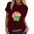 thumbnail image 1 of Cathalem Hauts pour Femmes T-Shirt à Manches Courtes Col Rond, Vin P, 1 of 4