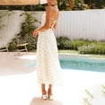 thumbnail image 4 of Ovzne Robes d'Été pour Femmes Robe Mode Imprimé Floral Aguichant Sans Manches Épaules Dénudées Bretelles Réglables Taille Élastique Robe de Printemps Imprimée Liquidation, 4 of 7