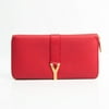 Authenticated Used Saint Laurent LIGNE Y 314991 Women's Leather Long Wallet (bi-fold) Red Color