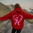 thumbnail image 2 of GEWSEY Womens Cancer Awareness Hoodies Ribbon Graphic Fall Winter Fleece Oversized Sweatshirt With Pocket (Red, L), 2 of 5