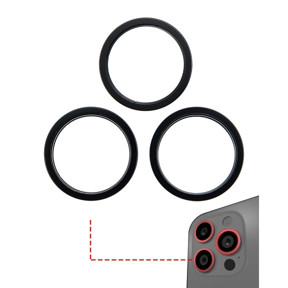 Replacement Back Camera Bezel Ring Only Compatible For iPhone 14 Pro / 14 Pro Max (Space Black) (3 Piece Set)