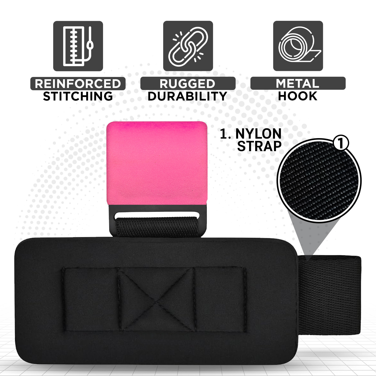 WYOX Weight Lifting Hooks Pink (Pair) – Fitness, Barbell, 7mm Padded Wrist Support, Lifting Grips for Powerlifting, Deadlifts, Shrugs, Rows & Pull-Ups – Gym Straps with Steel Hooks for Men & Women