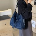 thumbnail image 4 of Bolso de mensajero Simple para mujer bolso de viaje femenino de Color sólido con correa ajustable de mezclilla, 4 of 9