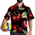 thumbnail image 4 of Cherry Men's Short Sleeve Hawaiian Beach Shirts, Casual Printed Button Down Spread Collar Tops, Summer Unisex Style, 4 of 6