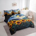 thumbnail image 3 of Homewish Rustic Sunflower Flower 7-Piece Twin Bedding Sets,Beauty Natural Scenery Bedding Comforter Set,Oil Painting Aesthetic Sheet Sets For Girls Kids,Microfiber Bedroom Decor Reversible, 3 of 8