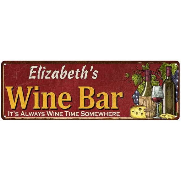Elizabeth's Wine Bar Red Home Kitchen Decor 8x24 Sign 108240056010