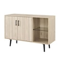 thumbnail image 4 of Walker Edison Theo Mid Century Modern 2 Door Asymmetrical Glass Shelf Buffet, 44 Inch, Birch, 4 of 5