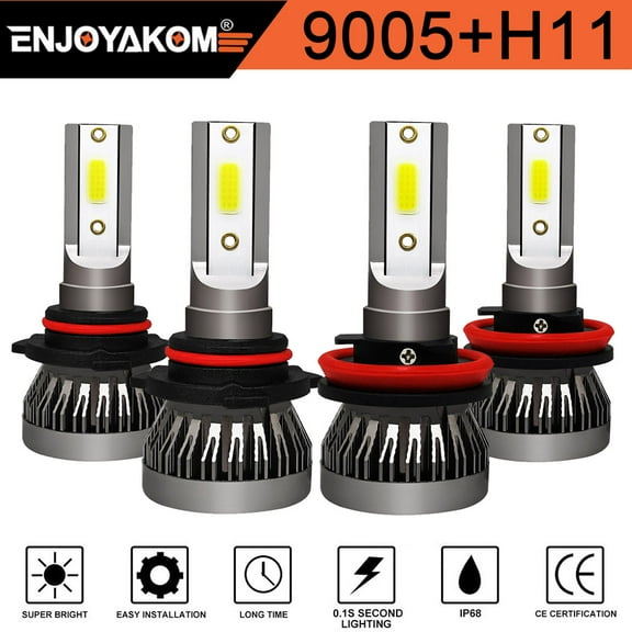 4X LED Headlight Bulbs 9005 High Beam H11 Low Beam For Subaru Crosstrek 2016-2020 6000K Super Bright White