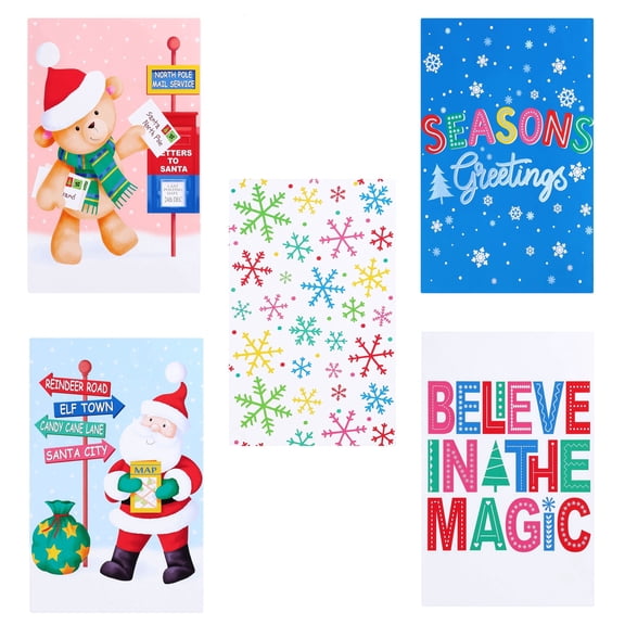 Christmas North Pole Mail Paper Gift Boxes, Multicolor, 14.75" x 9.38" x 1.94", 5 Count, by Holiday Time