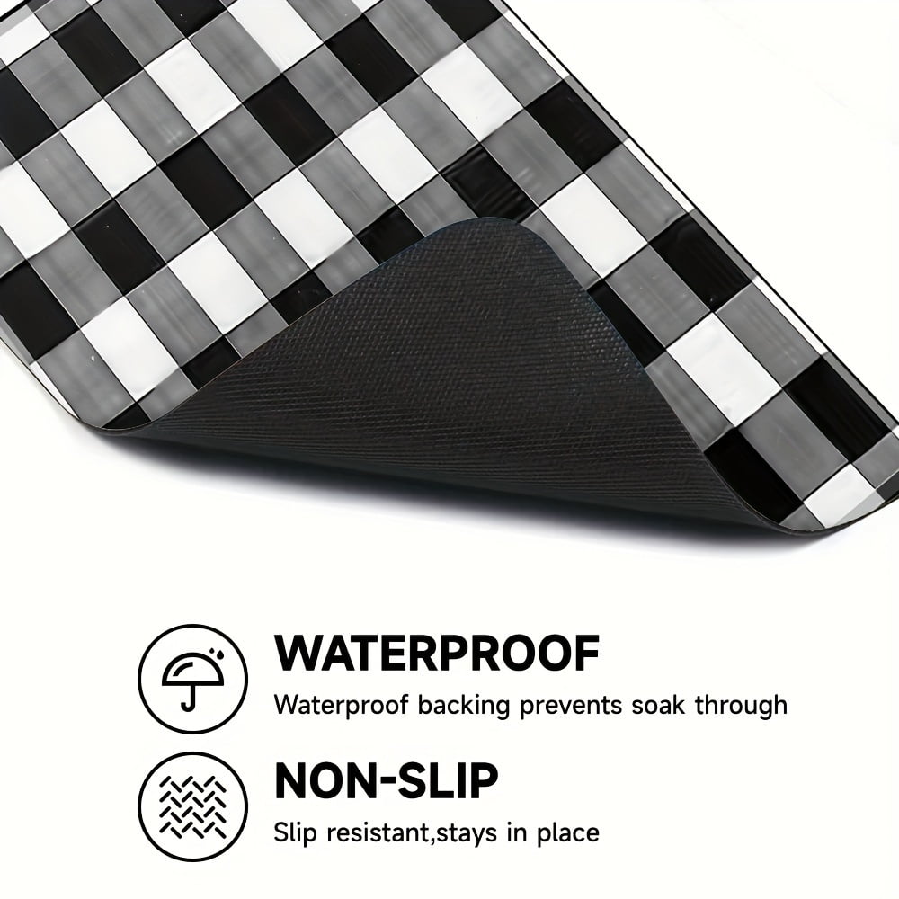 1pc, Dish Drying Pad, Buffalo Checkered Washing Machine Dust Cover Mat, Countertop Absorbent Pad, Washstand Drain Mat, Washstand Cup Mat, Kitchen Accessories, Bathroom Accessories