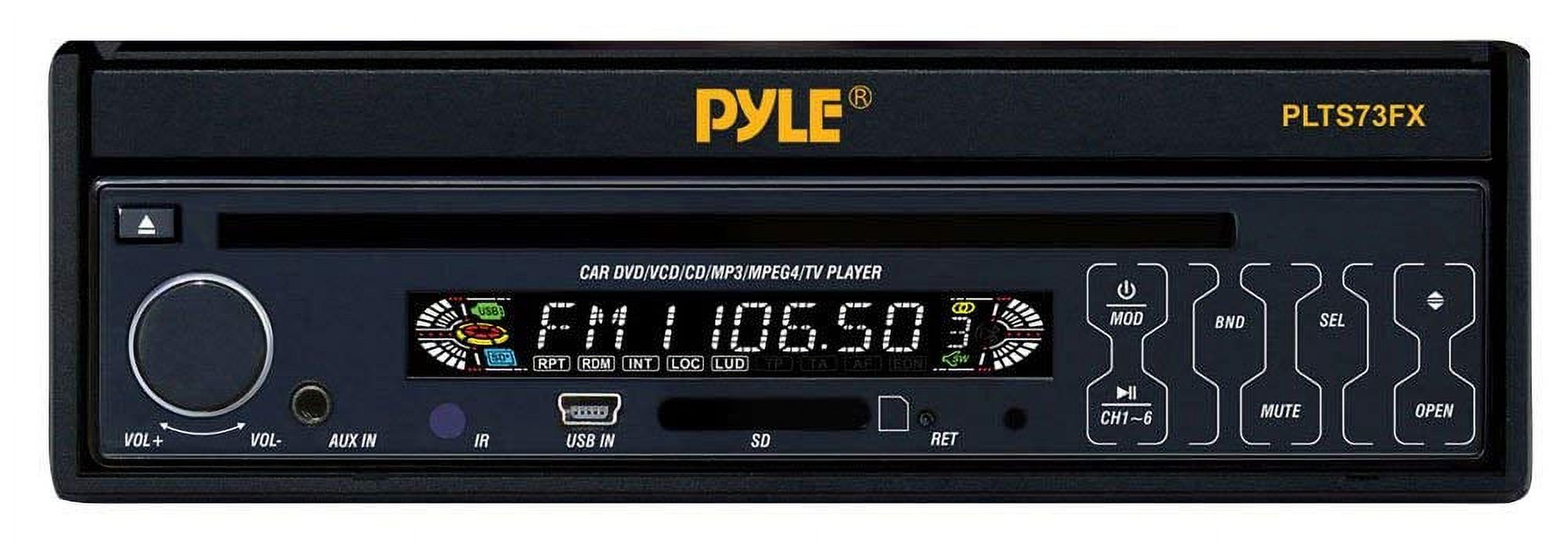 PYLE PLTS73FX - Single DIN In Dash Car Stereo Head Unit w/ 7inch Flip Out Touch Screen Monitor, Remote - Audio Video Receiver System with Radio, Camera and CD DVD Player Input, MP3, USB, SD Reader - image 4 of 5