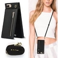 thumbnail image 4 of Crossbody Phone Case for iPhone 8 Plus/7 Plus Case with Card Holder for Women,iPhone 7 Plus Case Wallet with Strap Lanyard for Men,PU Leather Magnetic Clasp with Kickstand 5.5", Black, 4 of 18