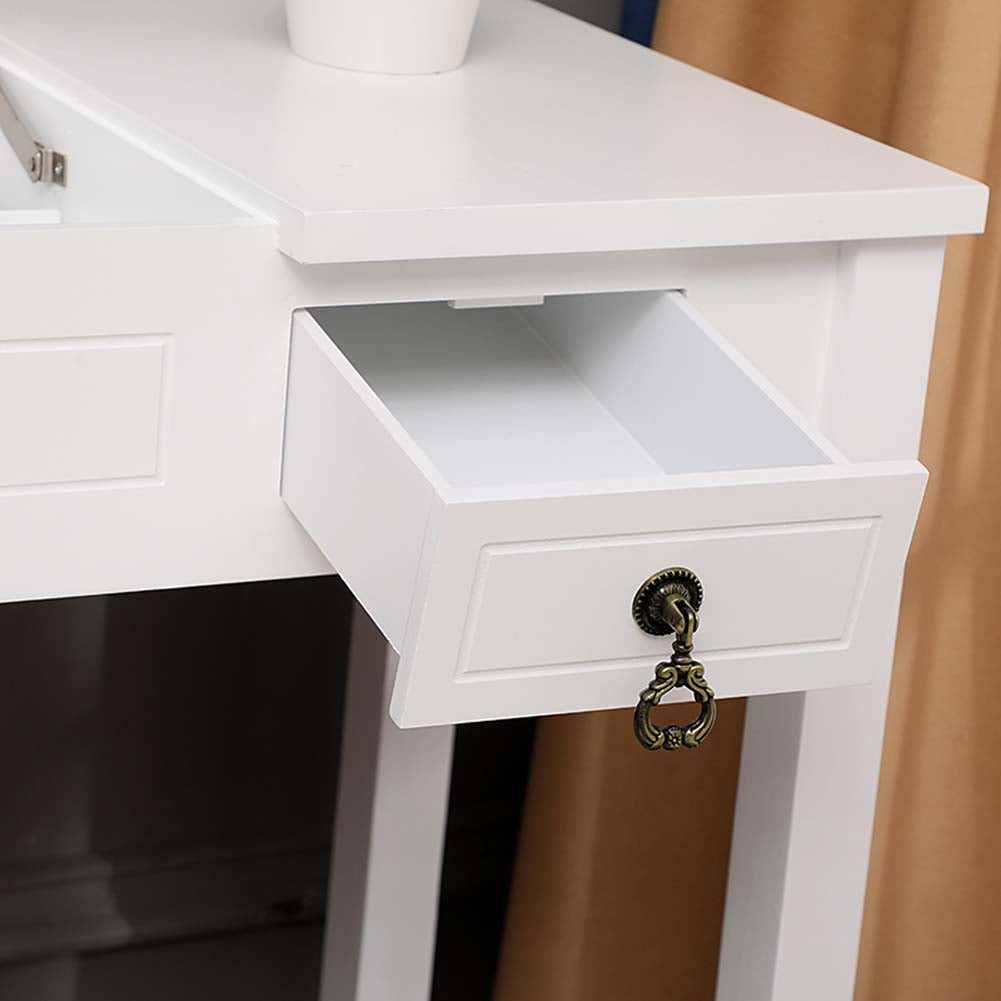 Lowestbest Vanity Table Set with Mirror for Girls, Bedroom Dressing Table with Vanity Stool