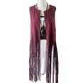 thumbnail image 2 of Gilet Sans Manches Ouvert Style Occidental Respirant avec Franges Jupe Gilet Rétractable pour Usage Quotidien Rouge Vin G, 2 of 9
