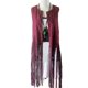thumbnail image 1 of Chaleco Minnieouse sin mangas estilo occidental transpirable con borlas vino rojo L, 1 of 6