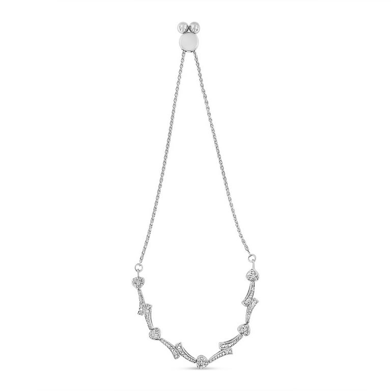 Polki Diamond Three-stone Bolo Bracelet Adjustable Rhodium on Silver Polki Diamond Three-stone Bolo Bracelet Adjustable Rhodium on Silver